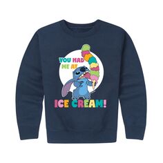 Флисовый пуловер с рисунком мороженого Disney&apos;s Lilo &amp; Stitch для мальчиков 8–20 лет Disney, синий