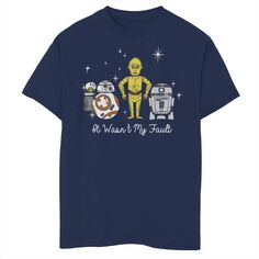Футболка с рисунком «Милые дроиды» для мальчиков 8–20 лет «Звездные войны» Star Wars, синий