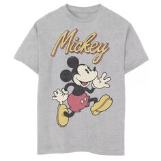 Классическая футболка с изображением Микки Мауса и друзей Disney для мальчиков 8–20 лет с изображением Микки для бега и портрета Disney