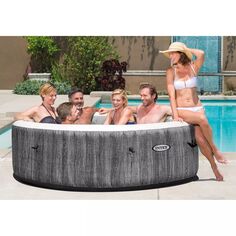 Intex 28441EP PureSpa Plus Greywood Надувная гидромассажная ванна Bubble Jet Spa, 85 x 28 дюймов Intex