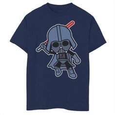 Симпатичная футболка с рисунком светового меча «Прыжок» из мультфильма «Дарт Вейдер» для мальчиков 8–20 лет Star Wars, синий