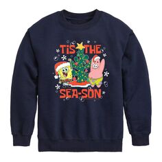 Флисовый свитшот с рисунком Nickelodeon SpongeBob SquarePants для мальчиков 8–20 лет (Tis The Season) Licensed Character, синий