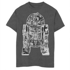 Черно-белая футболка с рисунком комиксов для мальчиков 8–20 лет «Звездные войны» R2-D2 Star Wars