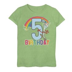 Футболка Forky с рисунком на день рождения «5th Rainbow» для девочек 7–16 лет Disney/Pixar «История игрушек 4» Disney / Pixar