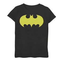 Однотонная футболка с логотипом на груди и рисунком Бэтмена для девочек 7–16 лет из комиксов DC Comics DC Comics