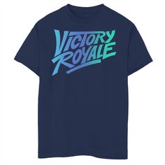 Футболка Fortnite Victory Royale с графическим логотипом и градиентом для мальчиков 8–20 лет Licensed Character, синий