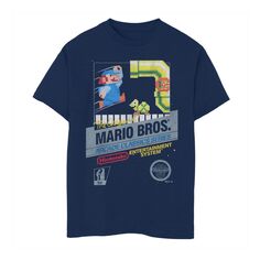 Классическая футболка с рисунком Nintendo Super Mario Bros. Arcade Series для мальчиков 8–20 лет Licensed Character, синий