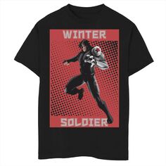 Футболка с полутоновым плакатом «Зимний солдат Marvel» для мальчиков 8–20 лет и поп-артом Licensed Character