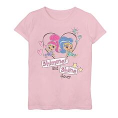Футболка с рисунком Nickelodeon Shimmer &amp; Shine 4ever для девочек 7–16 лет, групповая фотография Nickelodeon