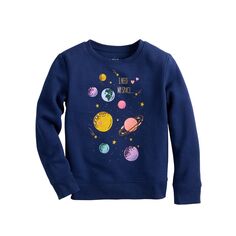 Флисовый пуловер с круглым вырезом и рисунком Jumping Beans для девочек 4–12 лет Jumping Beans, синий