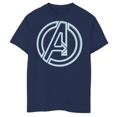 Мягкая неоновая футболка с логотипом Marvel Avengers для мальчиков 8–20 лет Marvel, синий
