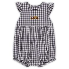 Одежда для младенцев для девочек, темно-серый боди с рюшами в клетку LSU Tigers Cara Unbranded
