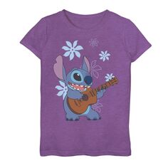 Футболка с цветочным принтом и рисунком гитары Disney&apos;s Lilo &amp; Stitch для девочек 7–16 лет Licensed Character