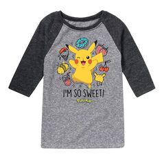 Милая футболка реглан с рисунком Покемон Пикачу для мальчиков 8–20 лет Licensed Character