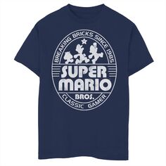Футболка с логотипом Nintendo Super Mario Brick Break 85 Tie Dye для мальчиков 8–20 лет Licensed Character, синий