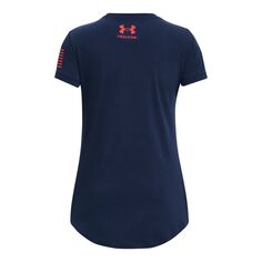 Футболка Under Armour Freedom для девочек 7–16 лет из фольги Under Armour, синий