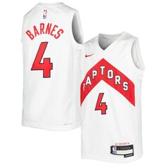 Молодежная футболка Nike Scottie Barnes White Toronto Raptors 2021/22 Swingman Player — Association Edition Nike