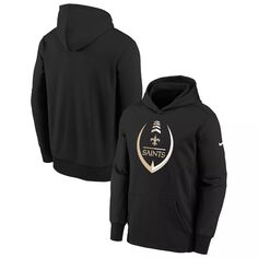 Черный молодежный пуловер с капюшоном Nike New Orleans Saints Icon Performance Nike