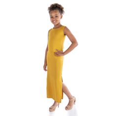 Платье макси с разрезом по бокам для девочек 247 Comfort Kids, желтый