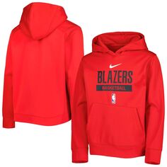 Молодежный пуловер с капюшоном Nike Red Portland Trail Blazers Spotlight Practice Performance Nike