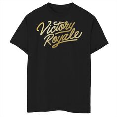 Футболка с золотым логотипом Fortnite Victory Royale для мальчиков 8–20 лет Licensed Character, черный
