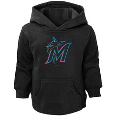 Черный пуловер с капюшоном с логотипом для малышей Miami Marlins Primary Outerstuff