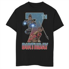 Футболка с рисунком на 7-й день рождения Marvel Shuri and Okoye для мальчиков 8–20 лет Marvel