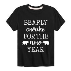 Новогодняя футболка с рисунком Bearly Awake для мальчиков 8–20 лет Licensed Character, черный