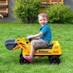 Qaba Kids Ride On Construction Трактор-экскаватор с фронтальным погрузчиком Скутер с управляемым ковшом Безопасная и веселая игрушка-автомобиль для малышей Желтый Qaba