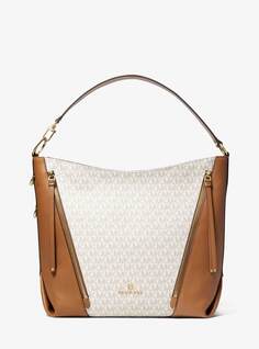 Сумка Michael Michael Kors Brooklyn Large Logo Shoulder, кремовый/коричневый