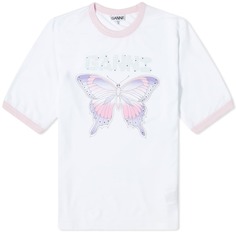 Футболка GANNI Butterfly Logo Fitted Tee