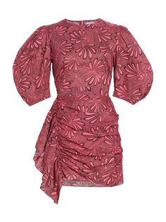 Хлопковое мини-платье Pia с рюшами RHODE, розовый