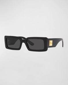 Прямоугольные солнцезащитные очки из ацетата с логотипом и эмблемой Dolce&amp;Gabbana