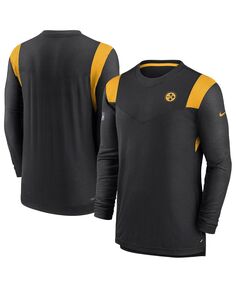 Мужская черная футболка с длинным рукавом pittsburgh steelers sideline с логотипом performance player Nike, черный