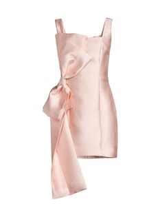 Корсажное атласное мини-платье с бантом Elliatt, розовый