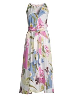 Платье миди Saanvii с цветочным принтом и завязками на талии Ted Baker, белый