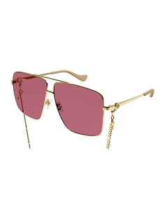 Квадратные металлические солнцезащитные очки-авиаторы с цепочкой Gucci