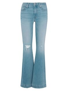 Расклешенные джинсы Dojo с заниженной посадкой и эффектом потертости 7 For All Mankind, синий