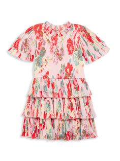 Присборенное платье с цветочным принтом Lanie для маленьких девочек и девочек Sea, разноцветный