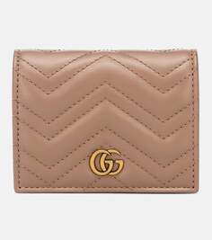 Кожаный кошелек с логотипом GG Marmont Gucci, розовый