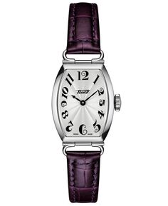 Женские часы Swiss Heritage Porto с фиолетовым кожаным ремешком, 22x30 мм Tissot, серебро