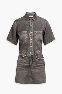 Платье-рубашка Tencel мини с джинсовым принтом RAG &amp; BONE, угольный