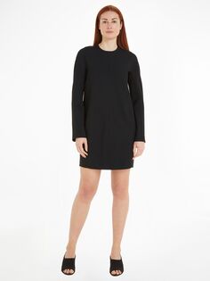 Платье прямого кроя с длинными рукавами Calvin Klein, черный цвет
