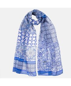 Miramar — длинный прозрачный шелковый шарф для женщин — синий Elizabetta, синий