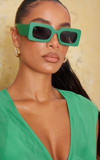 PrettyLittleThing Зеленые матовые прямоугольные солнцезащитные очки Jeepers Peepers