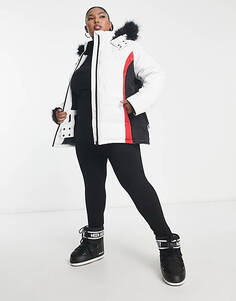 Белая куртка-пуховик Threadbare Plus Ski с капюшоном из искусственного меха