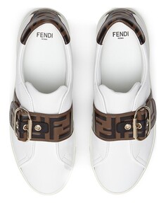 Белые кожаные кроссовки Fendi