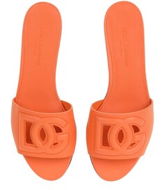 Ползунки из телячьей кожи с логотипом Dolce &amp; Gabbana, оранжевый