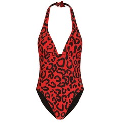 Сплошной купальник с леопардовым принтом и глубоким вырезом Dolce &amp; Gabbana