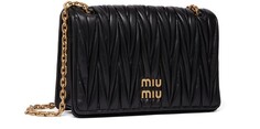 Стеганая кожаная сумка через плечо Miu Miu, черный